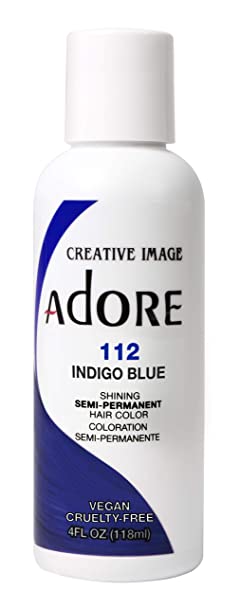 Adore Semi-Permanent Haircolor #112 Indigo Blue 4 Ounce (118ml) (3 Pack)