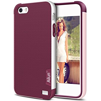 IPhone 5s Case,iPhone SE Case,iPhone 5 Case,by Ailun,Soft TPU Bumper& Solid PC Frame,Slip-Proof back,Shock-Absorption&Anti-Scratches,Fingerprints&Oil Stains, Protective Back Cover [Purple]