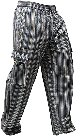 Shopoholic Fashion Mens Light Weight Stripe Hippy Combat Trouser