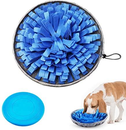 AUBBC Snuffle Mat, Durable Dog Puzzle Toys Interactive Feeding Mat with Silicone Frisbee Encourage Natural Foraging Skills and Nose Work Training - Machine Washable