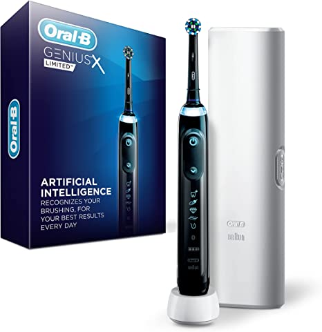 Oral-B GENIUS X LIMITED, Rechargeable Electric Toothbrush with Artificial Intelligence, 1 Brush Head, 1 Travel Case, Midnight Black