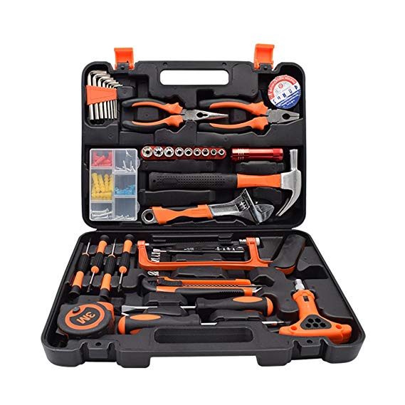 Renogy 46 Pieces Tool Set Box Kit General Household Hand Combination Package Mixed Auto Repair Tool with Strength Plastic Toolbox Storage Case