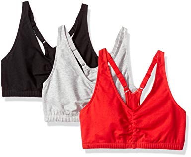 Fruit of the Loom Women's Adjustable Shirred Front Racerback Bra (Pack Of 3)