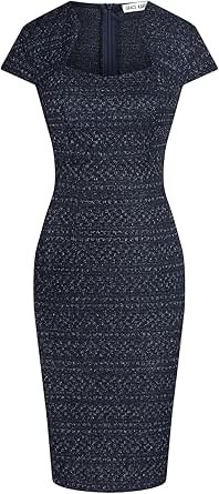 GRACE KARIN Women's Gorgeous Pencil Dress Cap Sleeve Tweed Pencil Dress for Work