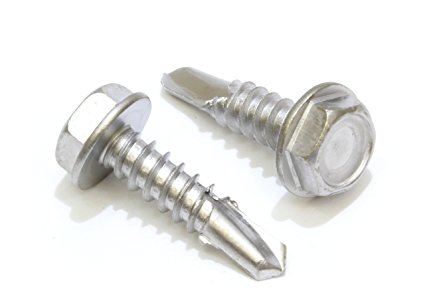 #10 x 3/4" Stainless Hex Washer Head Self Drilling Screws, (100pc) 410 Stainless Steel Self Tapping Choose Size and QTY