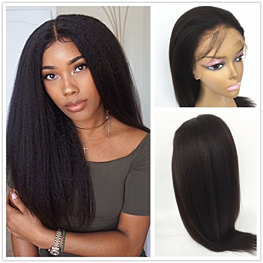 JYL Hair Italian Yaki 360 Lace Frontal Wig Pre Plucked Bleached Knots 150% Density Lace Front Human Hair Wigs For Women 360 Lace Wig Lace Front Wigs Human Hair with Baby Hair (22")