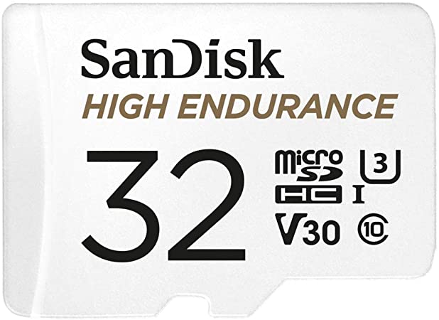 Sandisk High Endurance microSDHC™ Card, SQQNR 32G, UHS-I, C10, U3, V30, 100MB/s R, 40MB/s W, SD Adaptor, 2Y, White (SDSQQNR-032G-G)