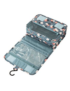 Kinzd® Toiletry Bag For Women - Portable Hanging Personal Organizer Bag - Perfect for Travel/Outdoor (Blue)