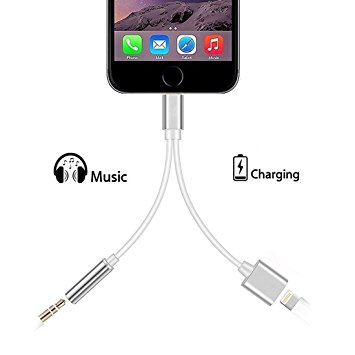 2-in-1 iphone 7 Adapter Splitter Lightning Fast Charger and 3.5mm Headphone Audio Jack Adapter Connector Cable for iphone 7 7 plus