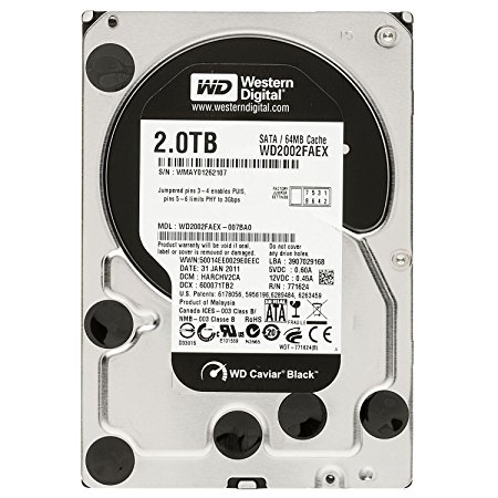 Western Digital Caviar Black 2 TB SATA III 7200 RPM 64 MB Cache Bulk/OEM Internal Desktop Hard Drive - WD2002FAEX