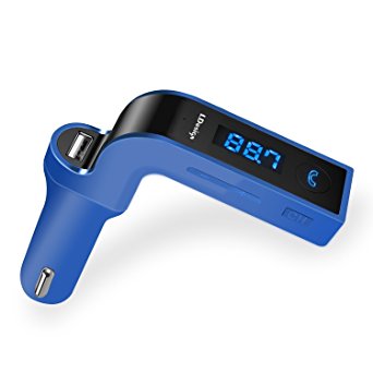 Bluetooth FM Transmitter, LDesign Wireless In-Car FM Adapter Car Kit with USB Car Charge, Hand Free Call&Stereo Music Player Supported for iPhone, Samsung and Other Smartphone (FM transmitter Blue)