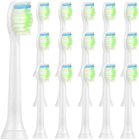 Replacement Brush Heads for Sonicare, HSYTEK 16 Pack Brush Heads Compatible with DiamondClean Smart,FlexCare,HealthyWhite,ProtectiveClean, 2 Series Plaque Control, Gum Health, Replacement Brush Head by HSYTEK