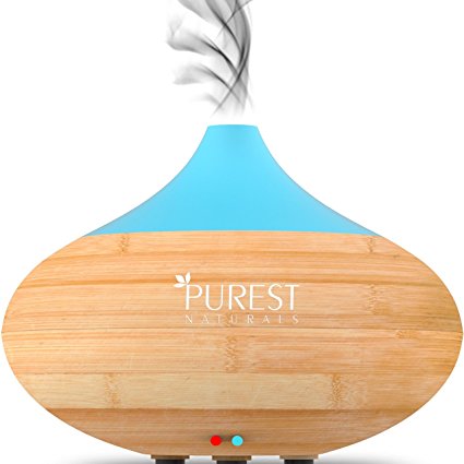 Purest Naturals Essential Oil Diffuser - Best Cool Mist Electric Aroma Spa Ultrasonic Aromatherapy Humidifier - Auto Shut-Off & 7 Color LED Lights (Upgraded 2017 Model)