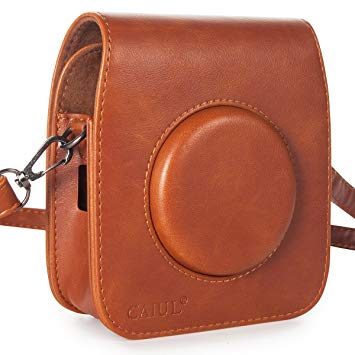 CAIUL Compatible Vintage PU Leather Square Case Bag for Fujifilm Instax Square SQ10 Instant Camera (Brown)