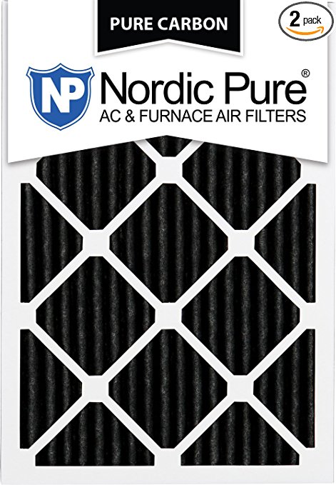 Nordic Pure 14x24x1PCP-2 Pure Carbon AC Furnace Filter 14x24x1 Pure Carbon Pleated AC Furnace Filters Qty 2