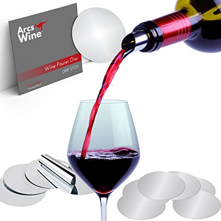 Arcs Wine Pourer Disc Set of 14 – Best Drip Stop Pour Spouts – Thin Flexible and Reusable Drop Stop Disks
