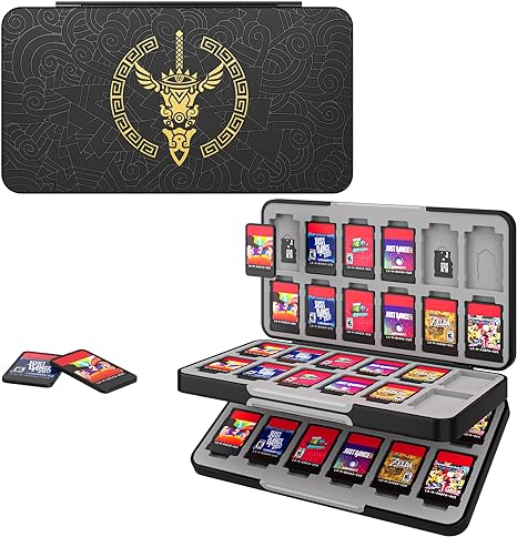 MoKo 48 Game Card Case for The Legend of Zelda: Tears of The Kingdom, Compatible with Nintendo Switch OLED/Switch, Switch Games Holder Case, Portable Game Card Storage Box for Zelda Fans, Black