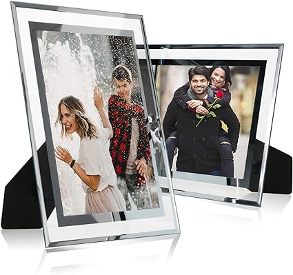 Cq acrylic 8.5x11 Glass Picture Frame,Silver Mirrored for Photo Display Stand on Tabletop,Pack of 2