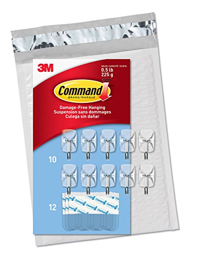 Command Small Clear Wire Hooks Clear Small Wire Hooks, 10 Hooks, 12 Strips (CL067-10NA) - Easy To Open Packaging