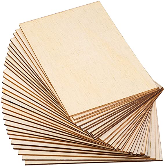 Ruisita 60 Pieces 6 x 4 Inch Rectangle Unfinished Wood Pieces Blank Sharp Corners for DIY Hand-Made Project and Home Decor