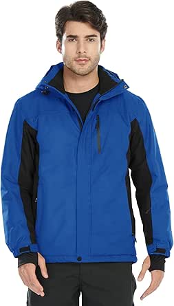 FREE SOLDIER Men's Waterproof Ski Snow Jacket Fleece Lined Warm Winter Rain Jacket with Hood Fully Taped Seams