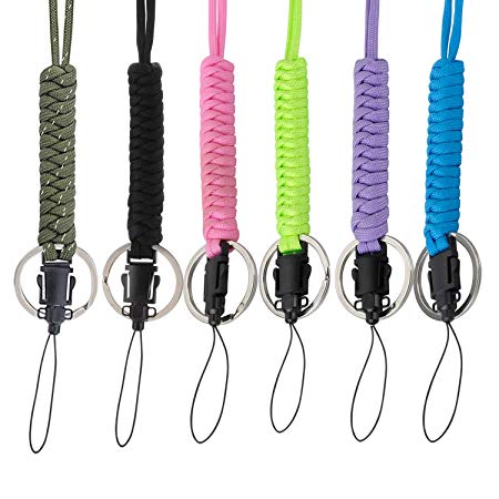 EOTW 6 Pack Lanyard Neck Straps Military Grade Utility Heavy Duty Steel Keyring Army Paracord Lanyards for Keys, ID Card, Badges, Cellphone