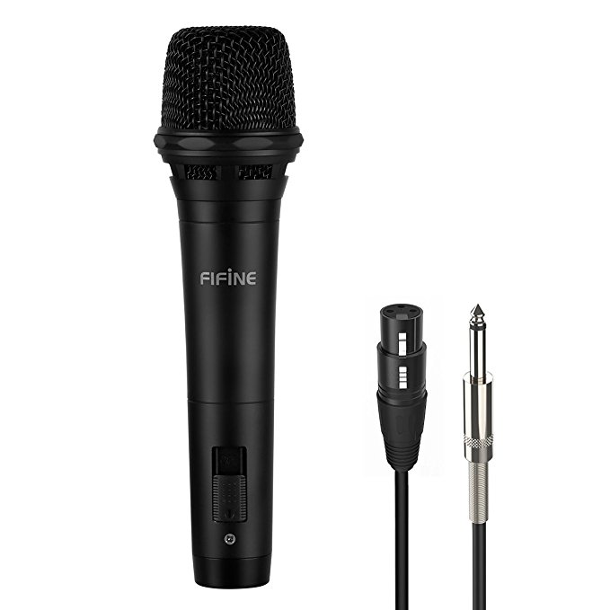 FIFINE Dynamic Vocal Microphone Cardioid Handheld Microphone with On/Off Switch for Karaoke, Live vocal, Speech etc. includes 19ft XLR to 1/4" cable(K8)