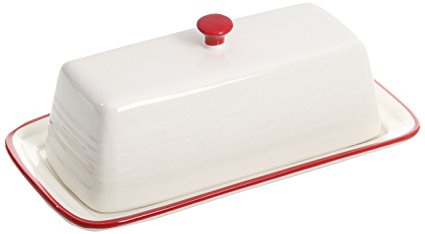 General Store by Gibson 6" Hollydale Butter Dish with Lid, Red