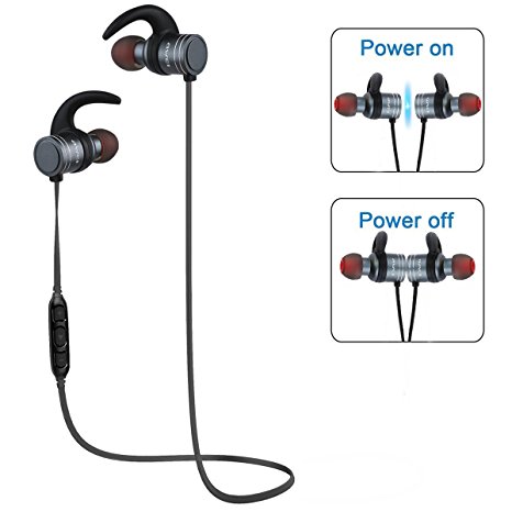XIQEER Bluetooth Headphones,Best Wireless Sports Earphones Mic Waterproof HD Stereo Sweatproof Earbuds for Gym Running 10 Hour Music Time Noise Cancelling [Magnetic Switch Auto On/Off] Headsets (Blue)