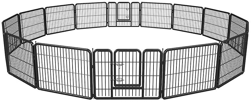Pet Playpen Exercise Pen Dog fence Animal Kennel Cage Yard Travel Camping Wire Metal Portable Folding Indoor Outdoor Crate for Dogs with Door 24inches 8 panels and 16 panels