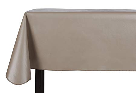 Yourtablecloth Heavy Duty Vinyl Rectangle or Square Tablecloth – 6 Gauge Heavy Duty Tablecloth – Flannel Backed – Wipeable Tablecloth with Vivid Colors & Many Sizes 52 x 108 Stone