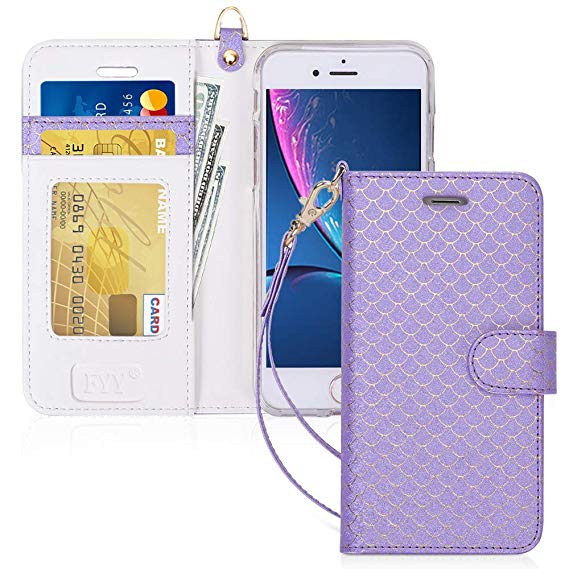 FYY Case for iPhone 7 / iPhone 8, [Kickstand Feature] Luxury PU Leather Wallet Case Flip Folio Cover with [Card Slots] and [Note Pockets] for Apple iPhone 7 2016 /iPhone 8 2017 (4.7") Purple