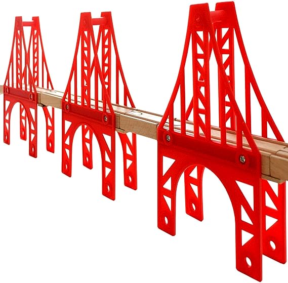 Train Bridge, OrgMemory 3 Suspension Bridge, Wooden Train Bridge, Train Tracks Compatible with All Major Brands