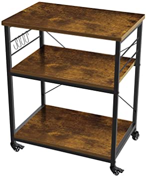 AZ L1 Life Concept 3-Tier Kitchen Rack Utility Microwave Oven Stand Movable Cart Workstation Shelf Pantries, 23.72 inches, Deep Brown