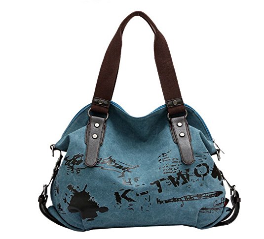 Fansela(TM) Womens Simple Cool Graffiti Canvas Handbag Crossbody Tote Bag