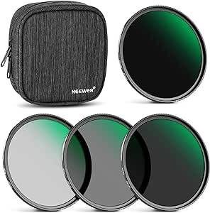 NEEWER Kit de filtres ND 82mm ND1000 ND64 ND8  ND4,Haute-définition/30 Couches Nano rêvetement/Ultra Fin/Cadre en Alliage d'Aluminium/Hydrofuge/Anti Rayures Filtre Densité Neutre