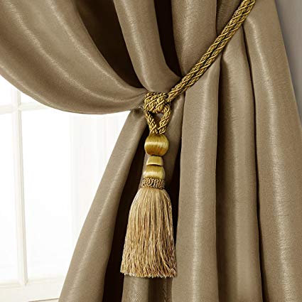 Elrene Home Fashions 26865902495 Tassel Tieback Rope Cord Fabric Single Window Curtain Treatment Drape Accessories, 24", Gold