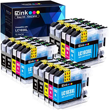 E-Z Ink (TM) Compatible Ink Cartridge Replacement for Brother LC-103XL LC103XL LC103 XL 101XL LC101 LC 101 (6 Black, 3 Cyan, 3 Magenta, 3 Yellow, 15 Pack)