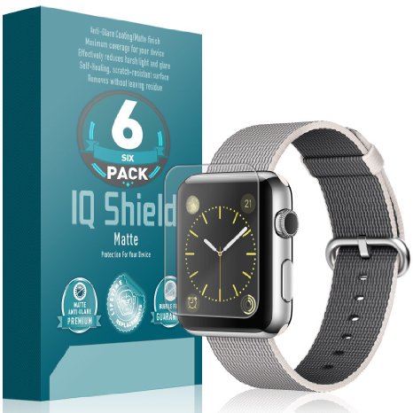 Apple Watch 42mm Screen Protector, IQ Shield® Matte (6-Pack) Full Coverage Anti-Glare Screen Protector for Apple Watch 42mm Bubble-Free Film - with Lifetime Warranty