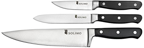 Solimo Premium High-Carbon Stainless Steel Kitchen Knife Set, 3-Pieces, Silver