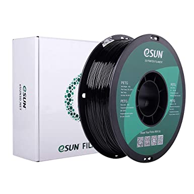 eSUN PETG Filament 1.75mm, PETG 3D Printer Filament, Dimensional Accuracy  /- 0.05mm, 2.2 LBS (1KG) Spool 3D Printing Consumables for Most FDM 3D Printers (Solid Black 1)