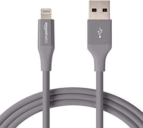 AmazonBasics Lightning to USB A Cable, Advanced Collection, MFi Certified iPhone Charger, Grey, 4 Inch, 2 Pack