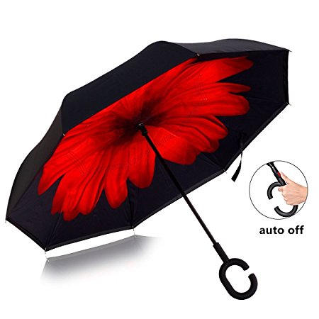 Inverted Umbrella Automatic Double-Layer Windproof,Travel Reverse Umbrellas UV Proof Folding for Women/Men.