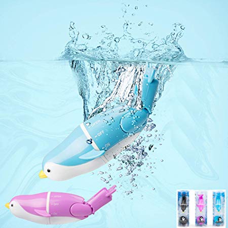 ZED1 Cute Baby Bath Pool Bathtub Swimming Penguins Toddler Toys Floating Multi Swimming Mode Wind Up Gift Black,Pink,Blue Quality Product (Pink/White)