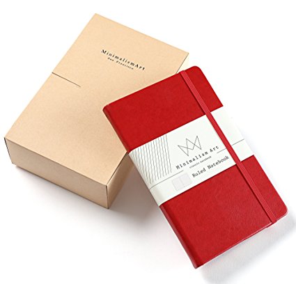 3-Pack, Minimalism Art | Classic Notebook Journal, Size: 5" X 8.3", A5, Red, Ruled/Lined Page, 240 Pages, Hard Cover/Fine PU Leather, Inner Pocket, Quality Paper - 80gsm | Designed in San Francisco