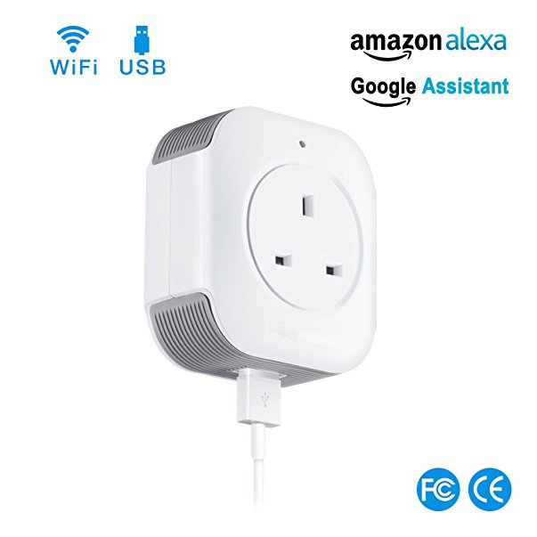 WiFi Smart Plug, LADUO Mini Wireless Smart Socket Outlet Works With Amazon Alexa and Google Home, USB Port, Timing Function, Remote Control Your Devices Anywhere, No Hub Required (UK Plug-1PCS)