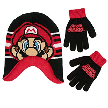 Nintendo Boys' Little Super Mario Hat and Gloves Cold Weather Set,