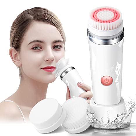 Facial Cleansing Brush Gift Kit, JOMARTO Waterproof Facial Cleansing Devices, Spin Brush with Replaceable Brush Heads, USB Rechargeable for Deep Cleansing, Gentle Exfoliating and Removing Blackhead