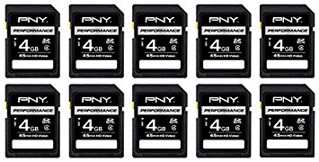 PNY 4GB Class 4 SDHC Memory Card 10-pack (P-SDHC4G4HX10-AZ)