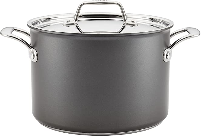 Breville Thermal Pro Hard Anodized Nonstick Stock Pot/Stockpot with Lid, 8 Quart, Gray